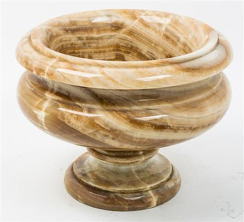 An Alabaster Center Bowl Height 11 inches.