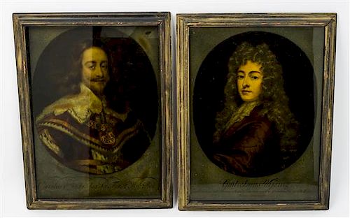 * A Pair of Mezzotints on Glass Each: 15 x 12 inches.