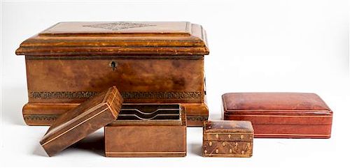 A Leather Jewelry Box Height 6 x width 17 3/4 x depth 9 1/2 inches.