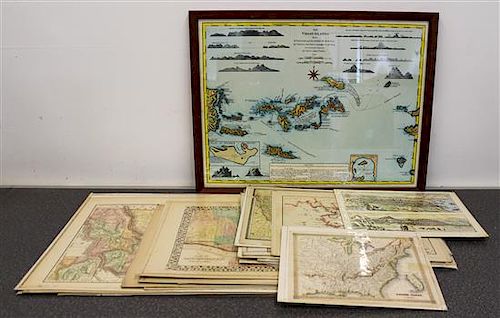 A Collection of Maps 17 3/4 X 22 1/2 inches (framed).