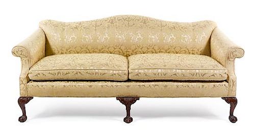 * A George II Style Mahogany Sofa Height 33 x width 80 x depth 34 1/2 inches.