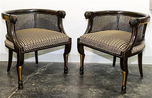 A Pair of Club Chairs, Tomlinson Height 26 1/4 inches.