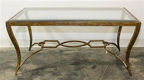 A Cast Metal Low Table Height 19 3/8 x width 42 x depth 24 inches.