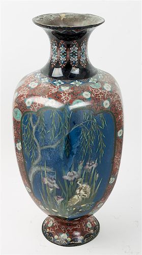 * A Chinese Cloisonne Vase Height 24 inches.