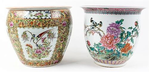 * Two Chinese Porcelain Jardinií†res Diameter of largest 14 1/2 inches.
