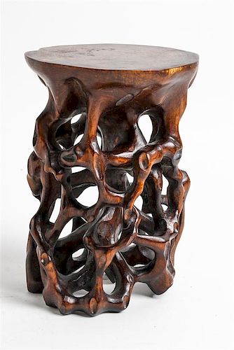 A Chinese Carved Hardwood Stand Height 6 inches.