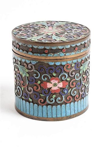 A Chinese Cloisonne Box Height 3 inches.
