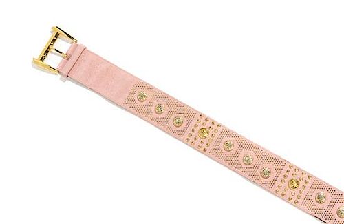 A Gianni Versace Pink Silk Belt, Size 75/30.