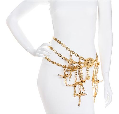 A Gianni Versace Runway Cross and Greco Link Belt,