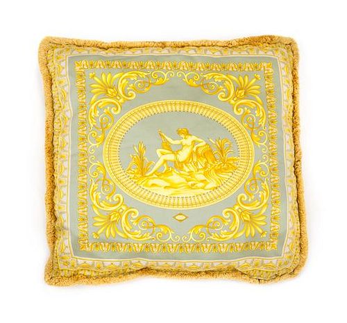 A Gianni Versace Silk Pillow Cover, 25" x 25".