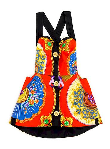 A Gianni Versace Silk Atelier Print Mini Dress, No size.