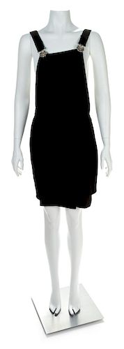 A Gianni Versace Black Wool Suspender Mini Dress, No size.