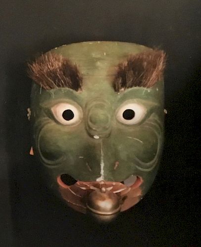 Pair of Bugaku Mask of Hassen, Lacquered Wood, Japan,