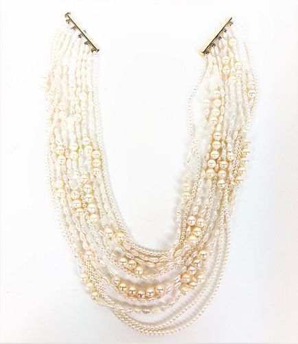 Exquisite 10 Stranded Pearl Necklace