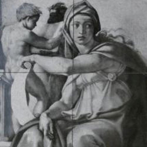 Tile Mural, Delphic Sybil from Sistine Chapel, 20th
