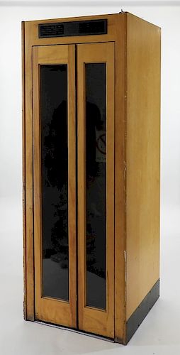 C.1940 Vented Light Wood Telephone Phone Booth
