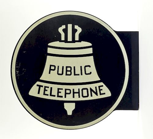 Public Telephone Round DS Painted Flange Sign