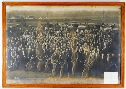 C.1911 Large Photograph Henry St. Garage Linemen
