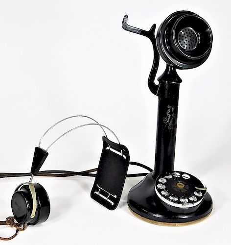 Desk Stand Candlestick Telephone W Headset
