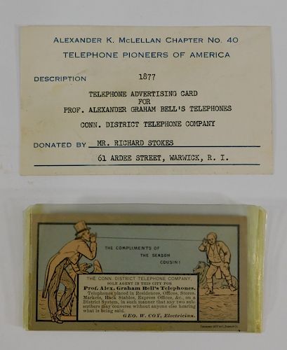 1877 Alexander Graham Bell Trade Card Advertising