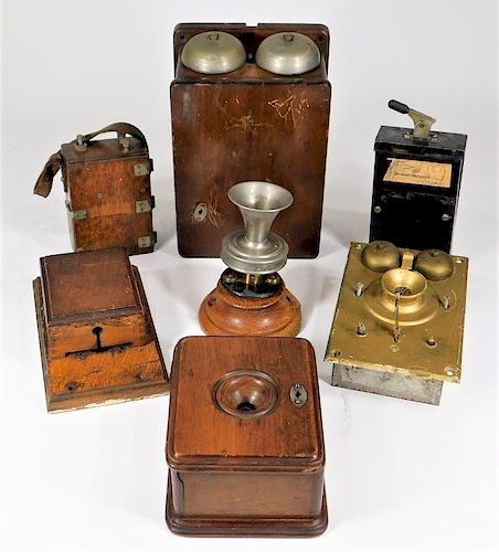 7PC Antique Blake Telephone Transmitter Boxes