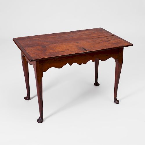 Queen Anne Stained Pine Tea Table, New England