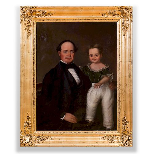 American School: Portrait of Father and Child