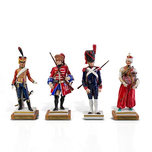 Four Sitzendorf Porcelain Military Figures