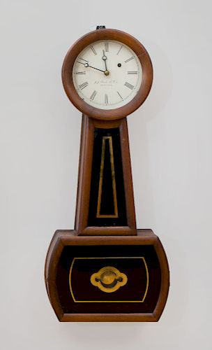 Late Federal Mahogany Banjo Clock, Retailed by J.J. Beals & Co., Boston, Massachusetts