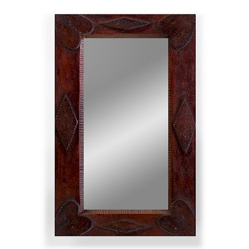 Small Stained Wood Tramp Art Mirror