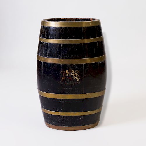 English Brass-Banded Oak Oval Barrel