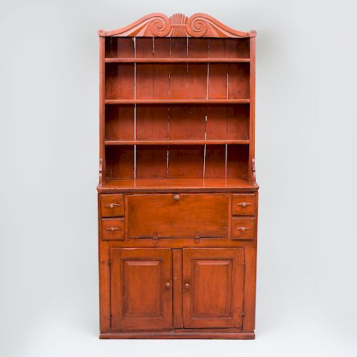Red Painted Hutch, Possibly Scandinavian