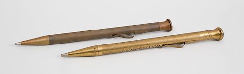 Two Brass-Plated Pen Display Models