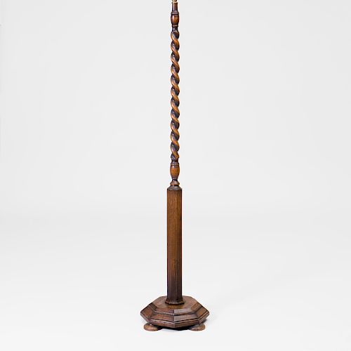 Baroque Style Barley-Twist Stained Oak Floor Lamp
