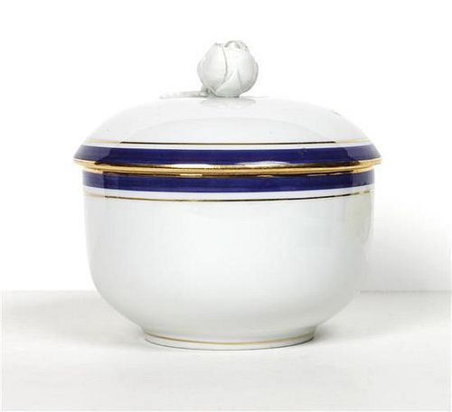 A Meissen Porcelain Covered Sugar, Diameter 3 3/4 inches.