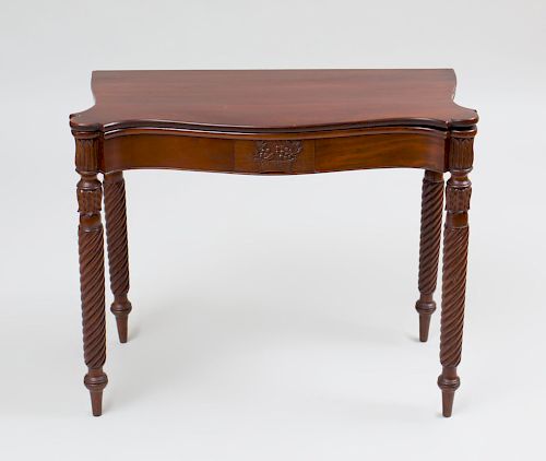 Classical Carved Mahogany Card Table, New England