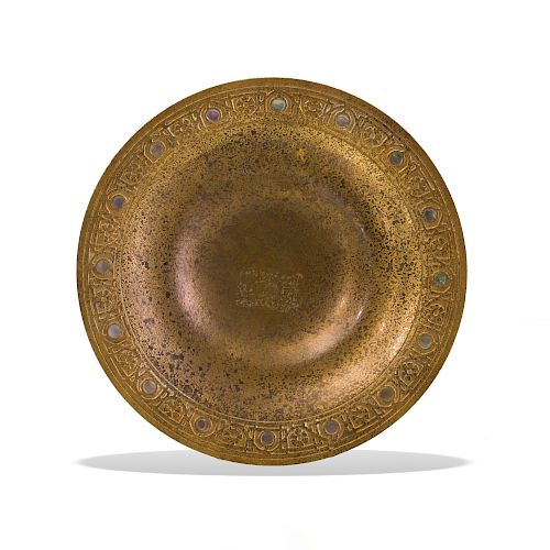 Tiffany Studios Gilt Bronze Dish Inlaid with Mother-of-Pearl