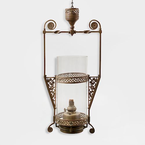 Aesthetic Movement Brass Lantern with Glass Shade