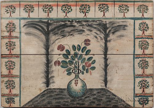 Tree- and Flower-painted Fireboard
