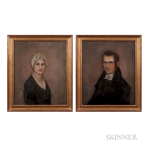 Ammi Phillips (New York/Connecticut, 1788-1865)  Portraits of Mr. and Mrs. Hardy