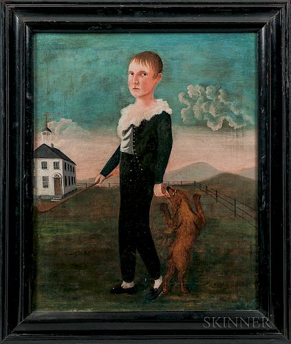 American School, 19th Century  Portrait of Charles Richardson Jr. with a Hockey Stick and Ball