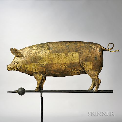 Gilt Molded Copper Pig Weathervane