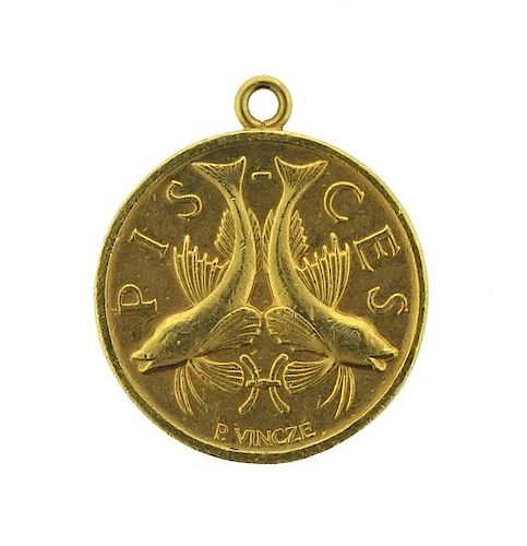 Cartier English 18k Gold Pisces Zodiac Pendant