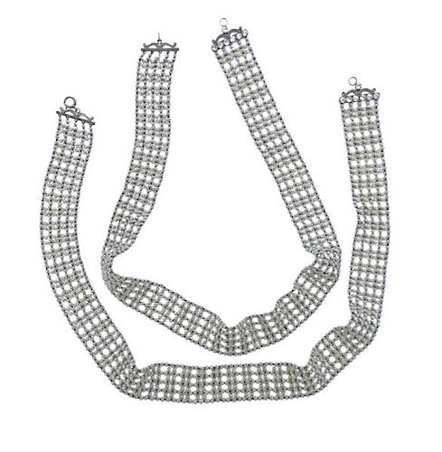 Antique Platinum Diamond Seed Pearl Sautoir Necklace 