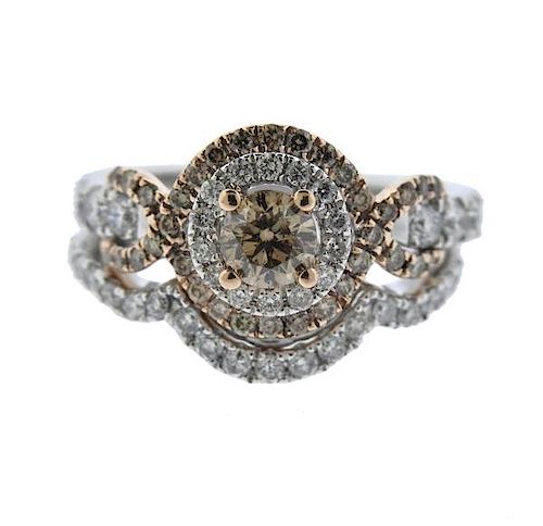14K Gold Diamond Engagement Wedding Ring Set