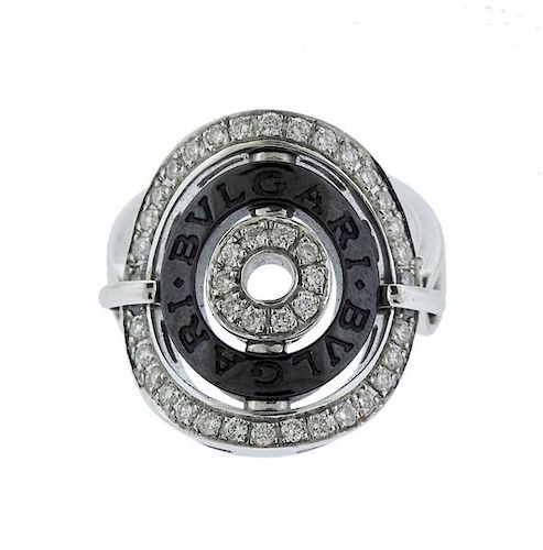 Bvlgari Bulgari Astrale 18K Gold Diamond Ceramic Flip Ring