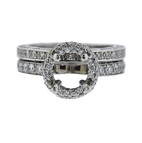 Tacori 18k Gold Diamond Engagement Setting Wedding Band Ring