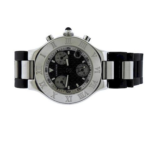 Cartier Must 21 Chronoscaph Steel Rubber Quartz  Watch