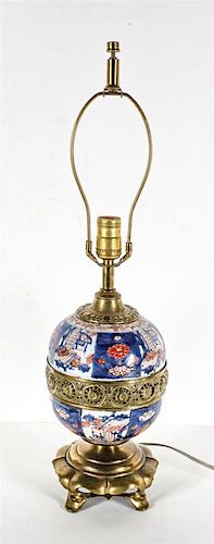 A Japanese Porcelain Imari Lamp, Height 11 inches.