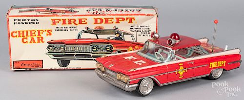 Cragstan tin litho friction fire chief's car